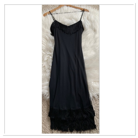 Betsey Johnson Dresses & Skirts - Betsey Johnson New York Vintage Fringe Slip Dress Black